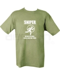 Sniper Die Tired T-shirt - Olive Green - DEFCON AIRSOFT
