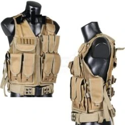 Big Foot 600D Tactical Vest With Pistol Holster (Tan) - DEFCON AIRSOFT -Airsoft Equipment Shop Big Foot 600D Tactical Vest with Pistol Holster Tan 3
